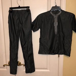 Hand made boy’s top and pant set grey